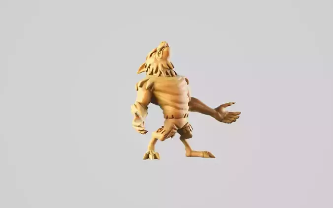 Wolfmen wooden creature 3D print model