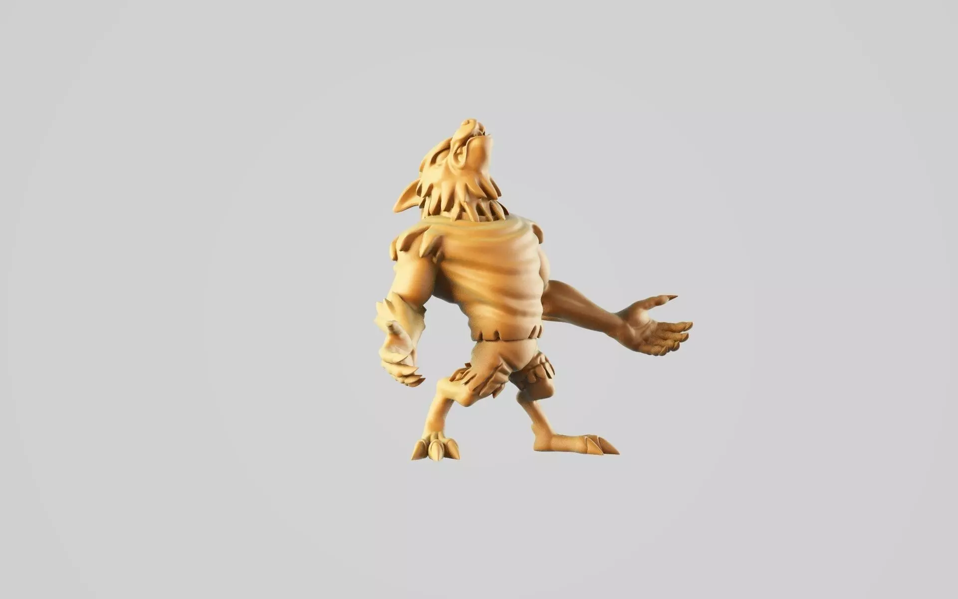 Wolfmen wooden creature 3D print model_0