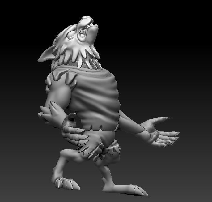 Wolfmen wooden creature 3D print model_9