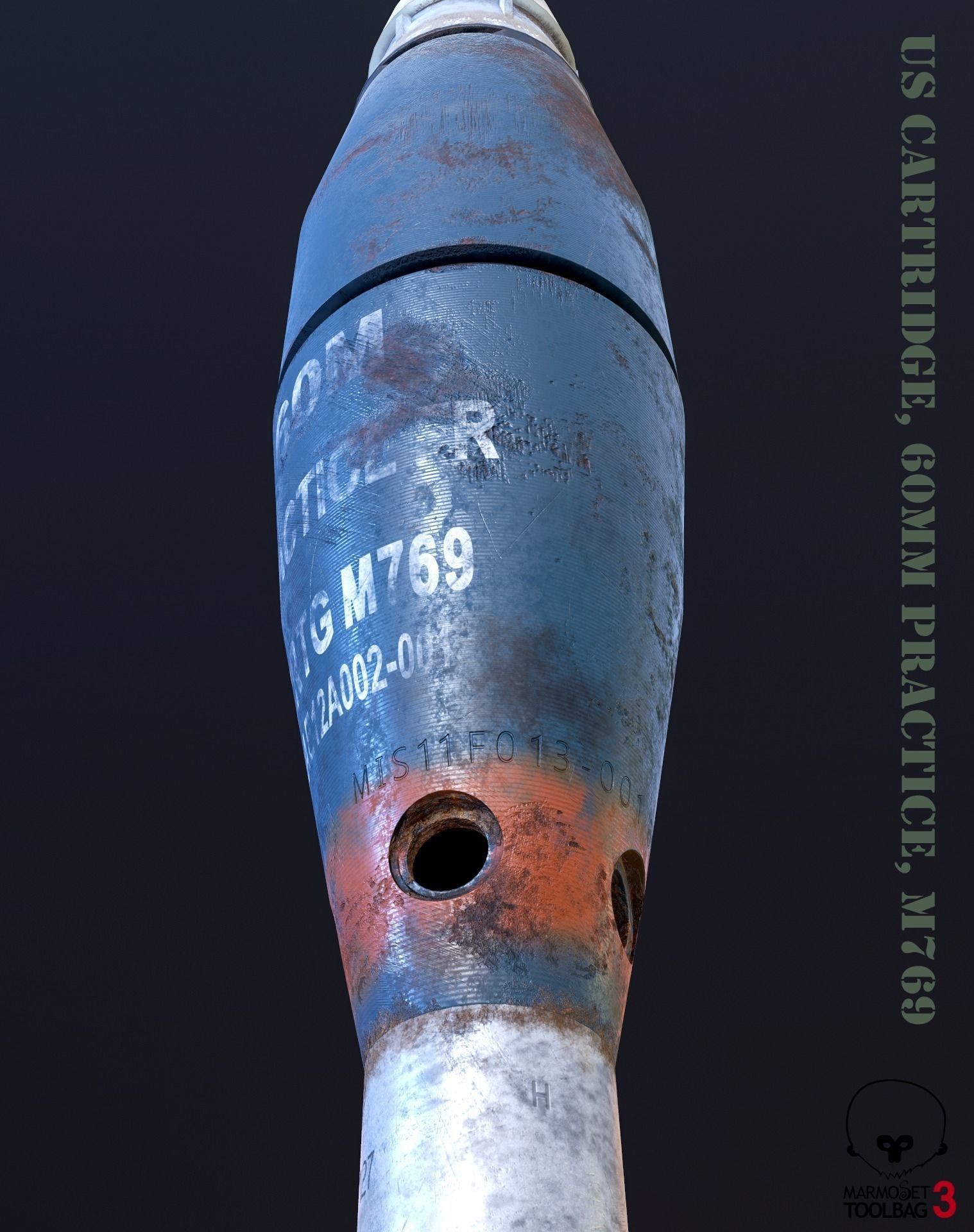 Mine US Cartridge 60mm Practice M769 Low-poly 3D model_5