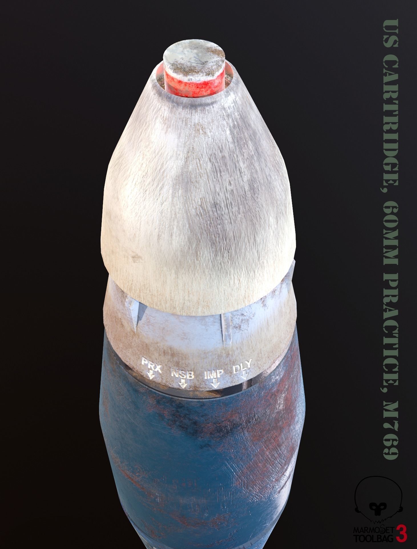 Mine US Cartridge 60mm Practice M769 Low-poly 3D model_4