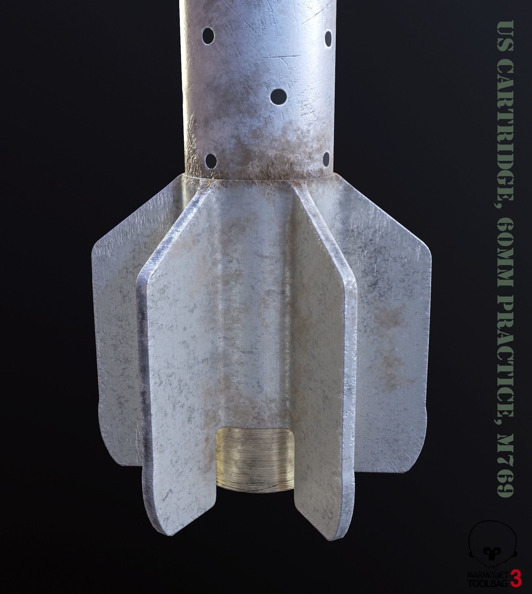 Mine US Cartridge 60mm Practice M769 Low-poly 3D model_8