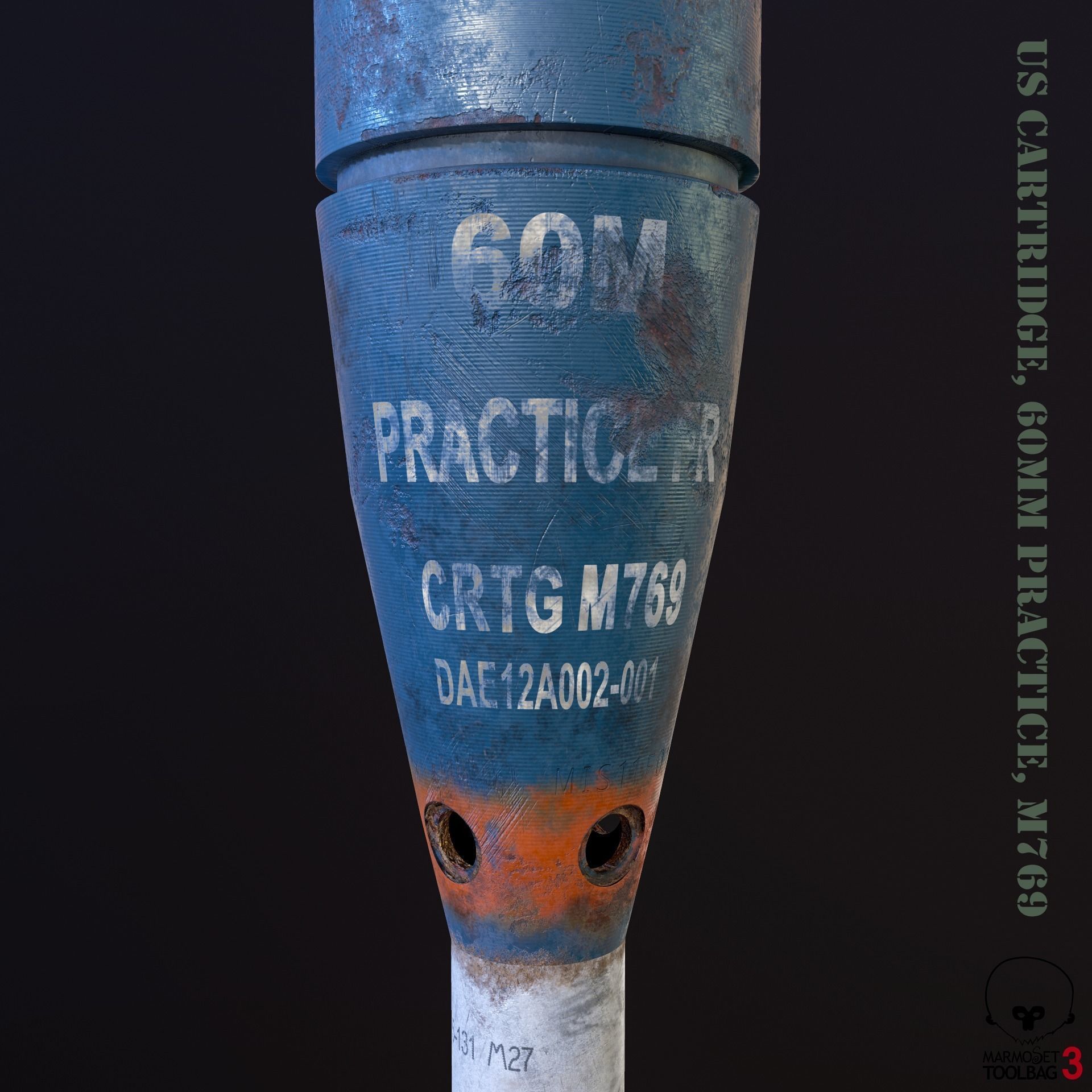 Mine US Cartridge 60mm Practice M769 Low-poly 3D model_2