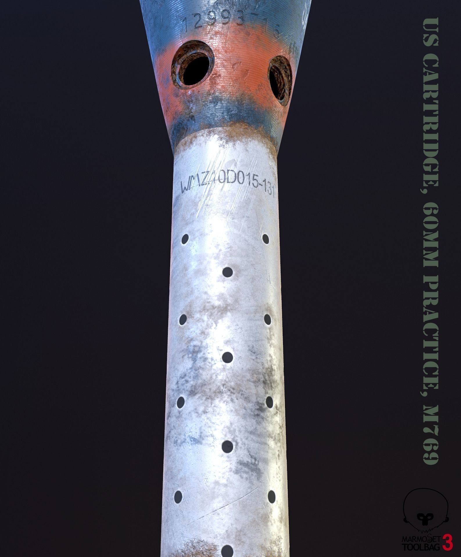 Mine US Cartridge 60mm Practice M769 Low-poly 3D model_7