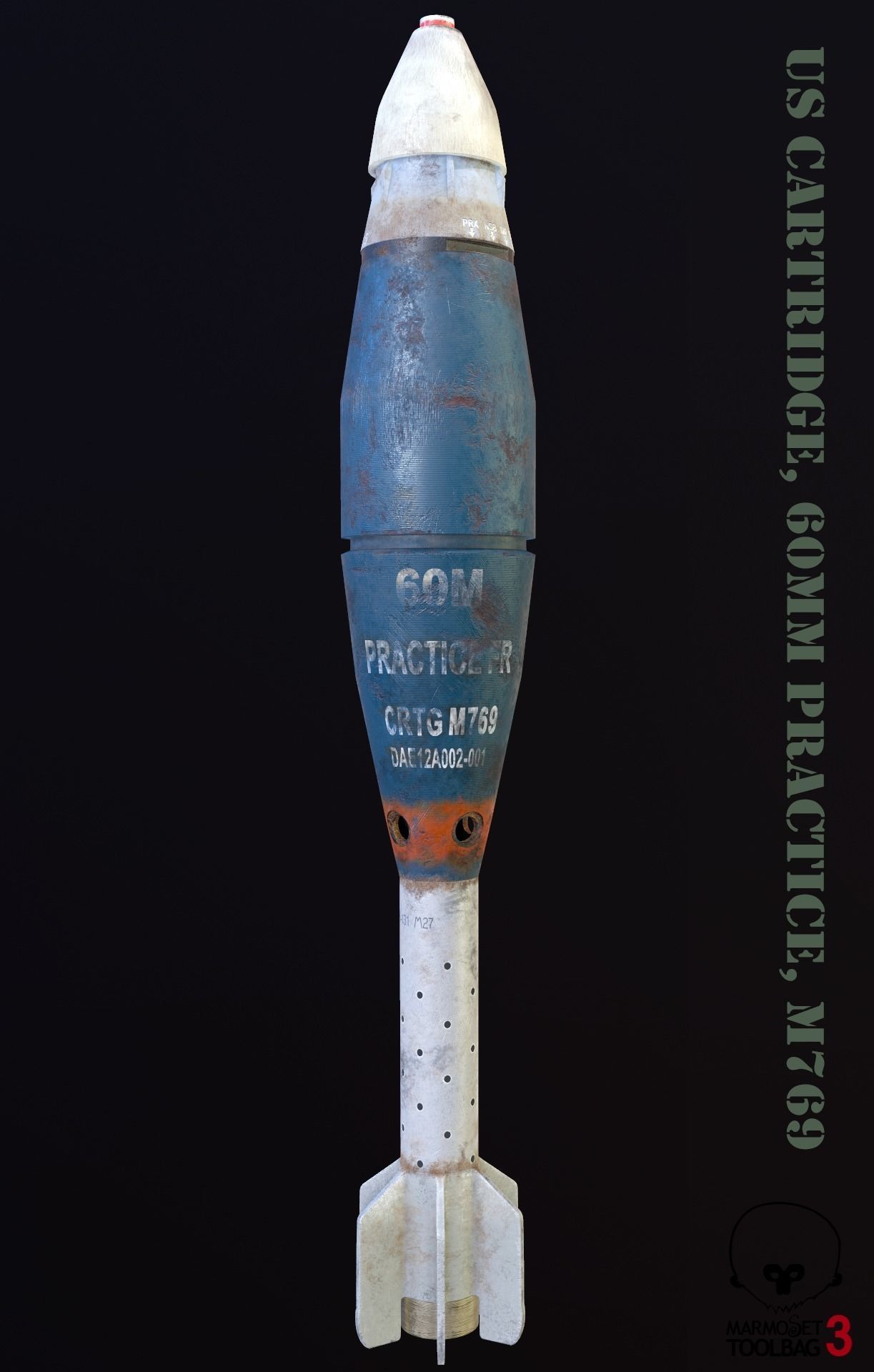 Mine US Cartridge 60mm Practice M769 Low-poly 3D model_1