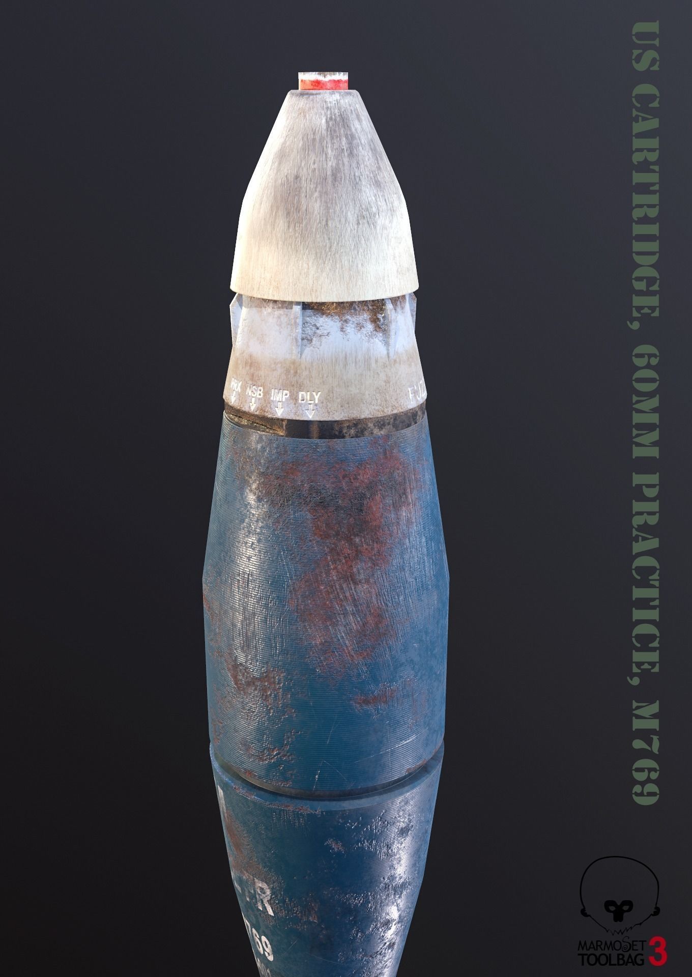 Mine US Cartridge 60mm Practice M769 Low-poly 3D model_3