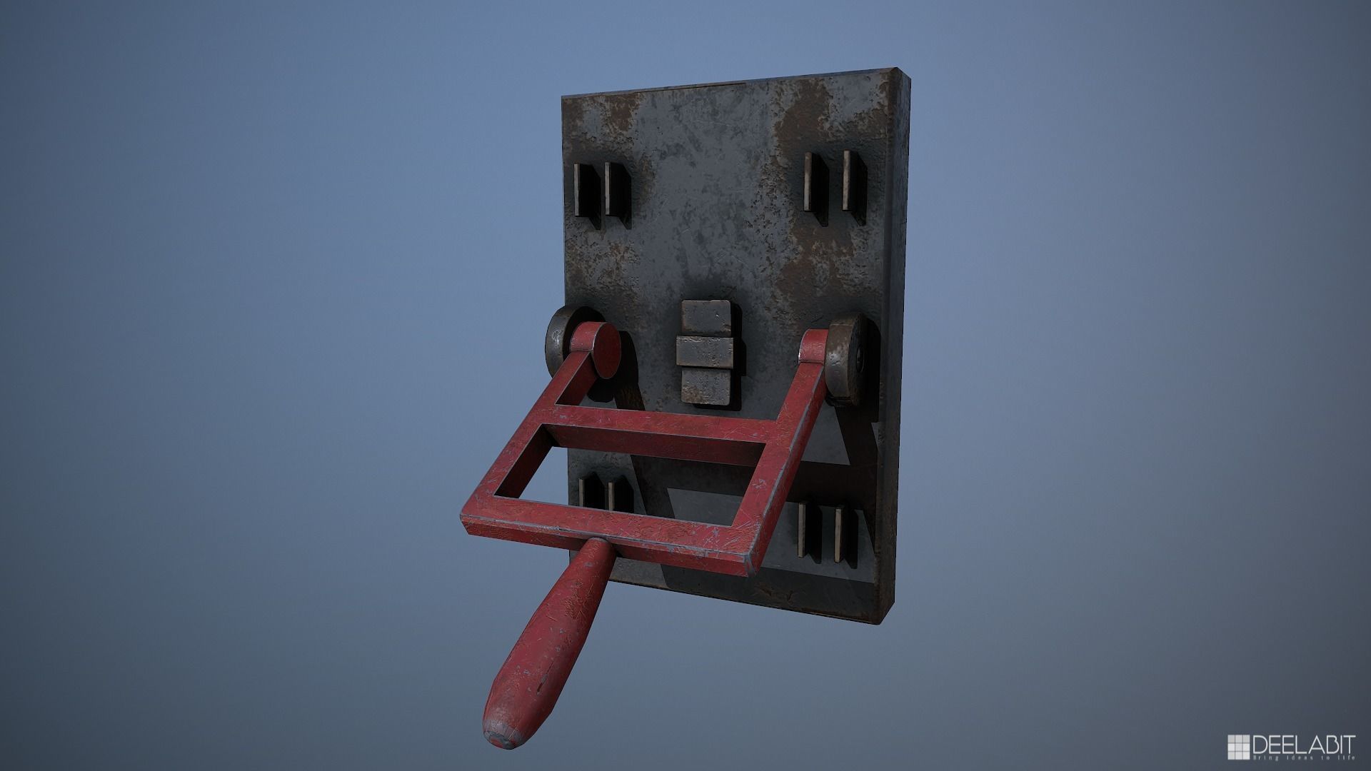 Rusted lever switch Low-poly 3D model_2
