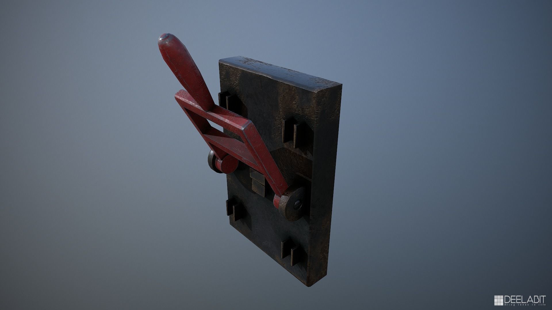 Rusted lever switch Low-poly 3D model_1
