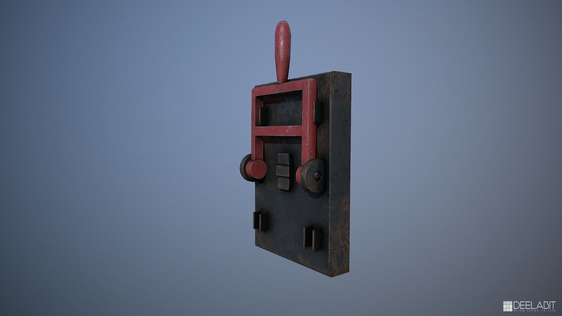 Rusted lever switch Low-poly 3D model_3