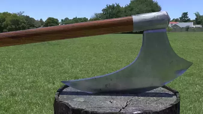 ORTAS AXE NO 7 HUGE STEEL REALISTIC AXE WITH LONG HANDLE Low-poly 3D model