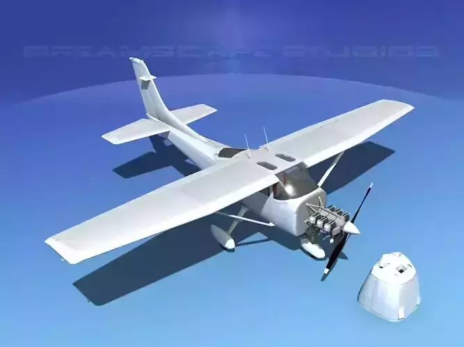 Cessna 182 Skylane White Livery 3D model