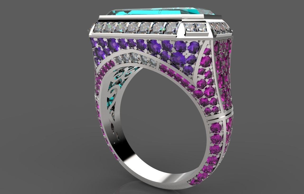 ring izumrud golg 3D print model_2