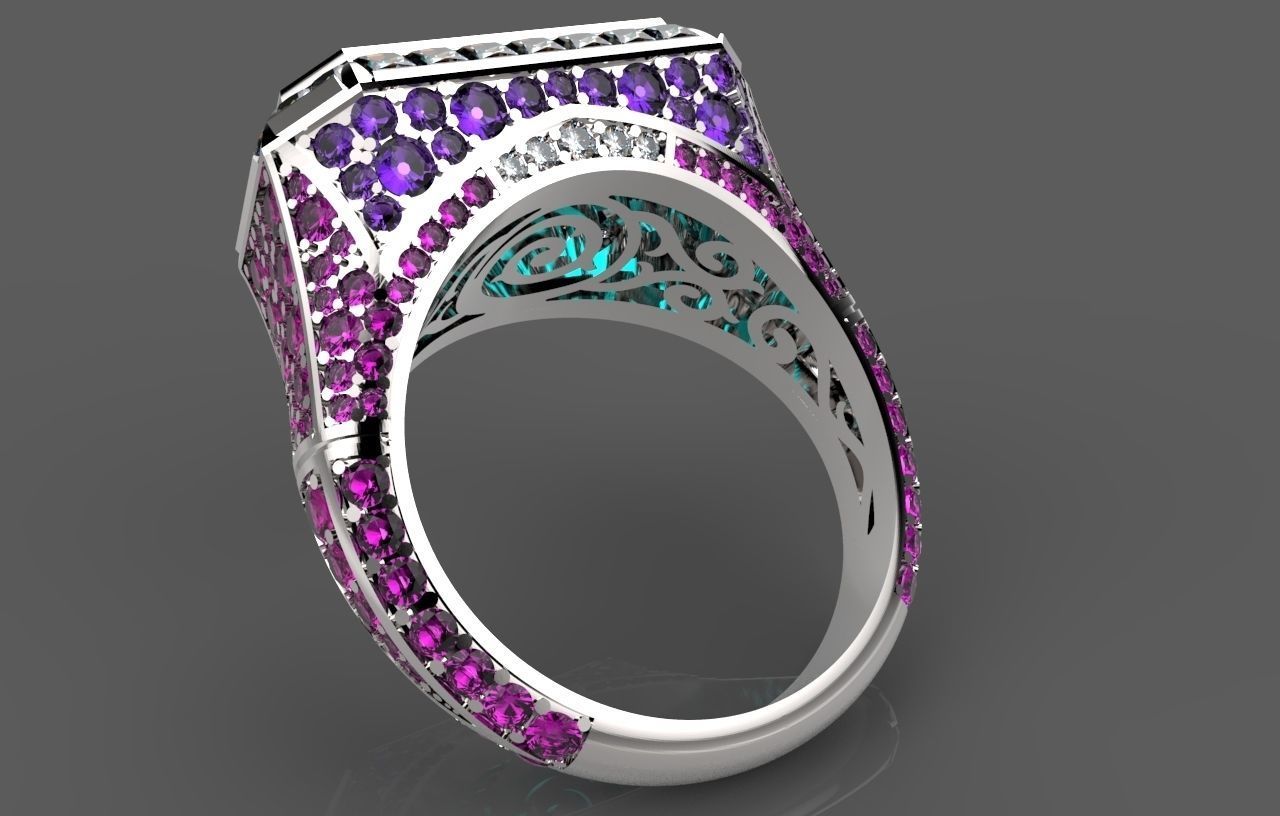 ring izumrud golg 3D print model_3