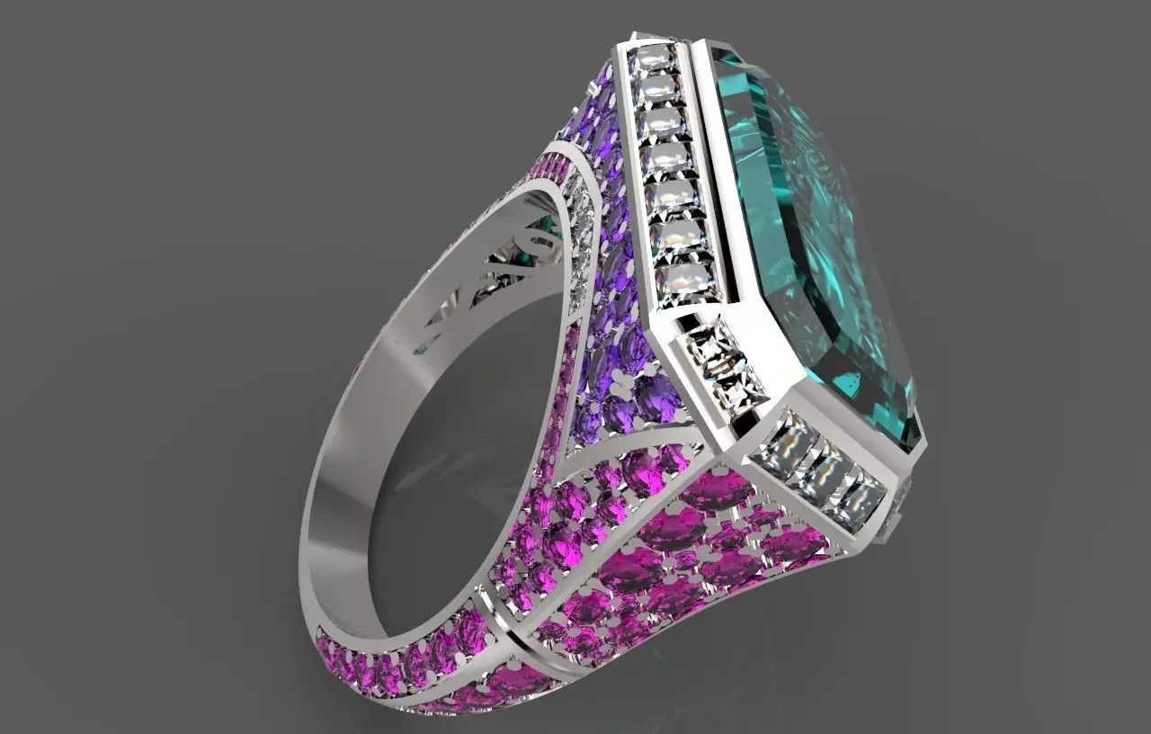 ring izumrud golg 3D print model_0