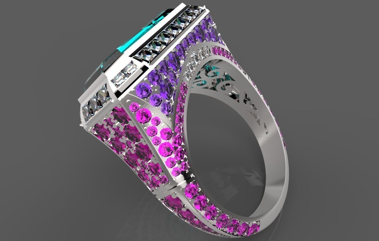 ring izumrud golg 3D print model_4