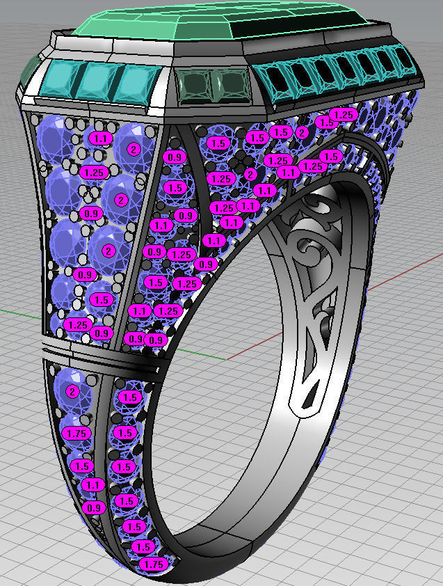 ring izumrud golg 3D print model_5