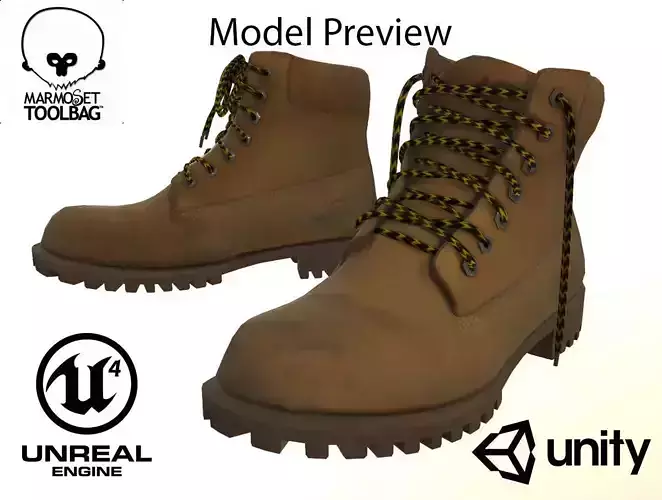 Nubuck boots Low-poly 3D model