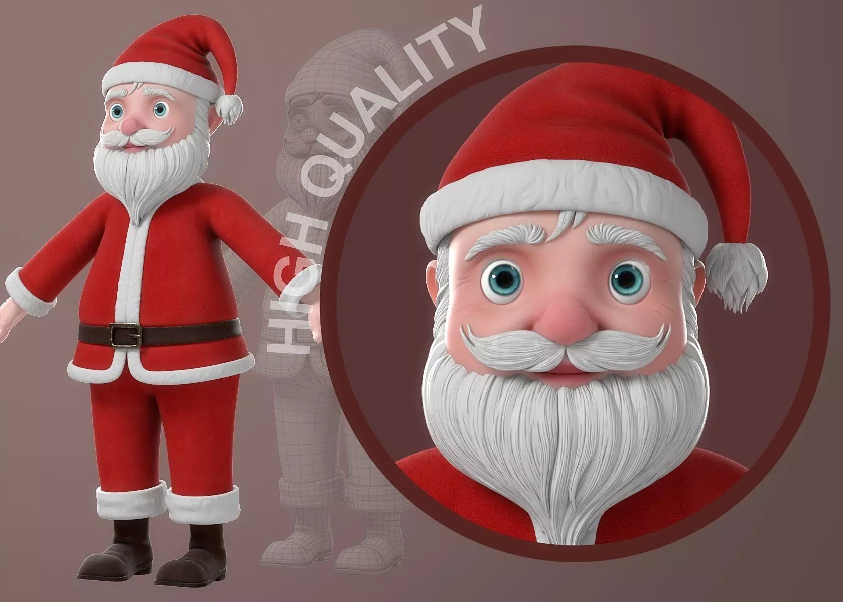 Cartoon Santa Claus NoRig 3D model_0