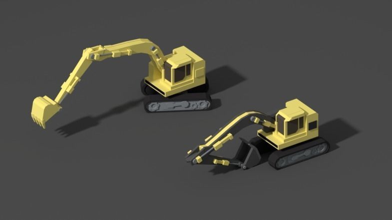 Low Poly Mining construction site in polygons Low-poly 3D model_9