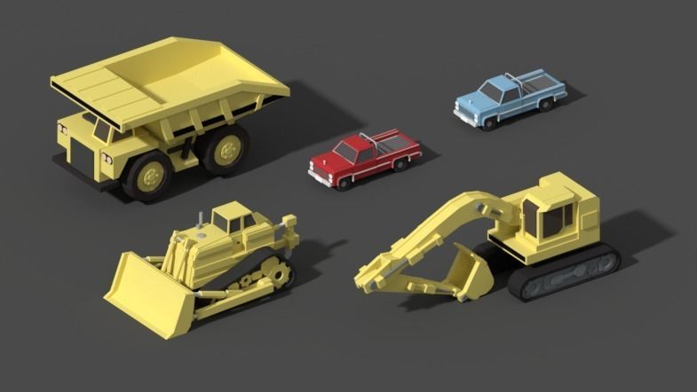 Low Poly Mining construction site in polygons Low-poly 3D model_8