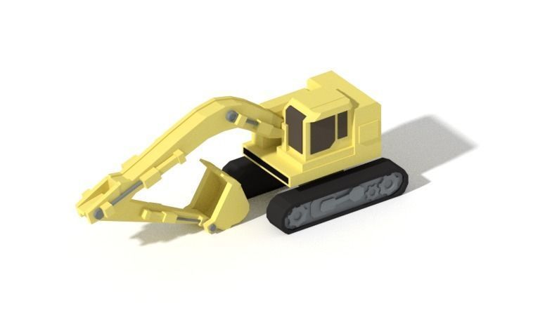 Low Poly Mining construction site in polygons Low-poly 3D model_17