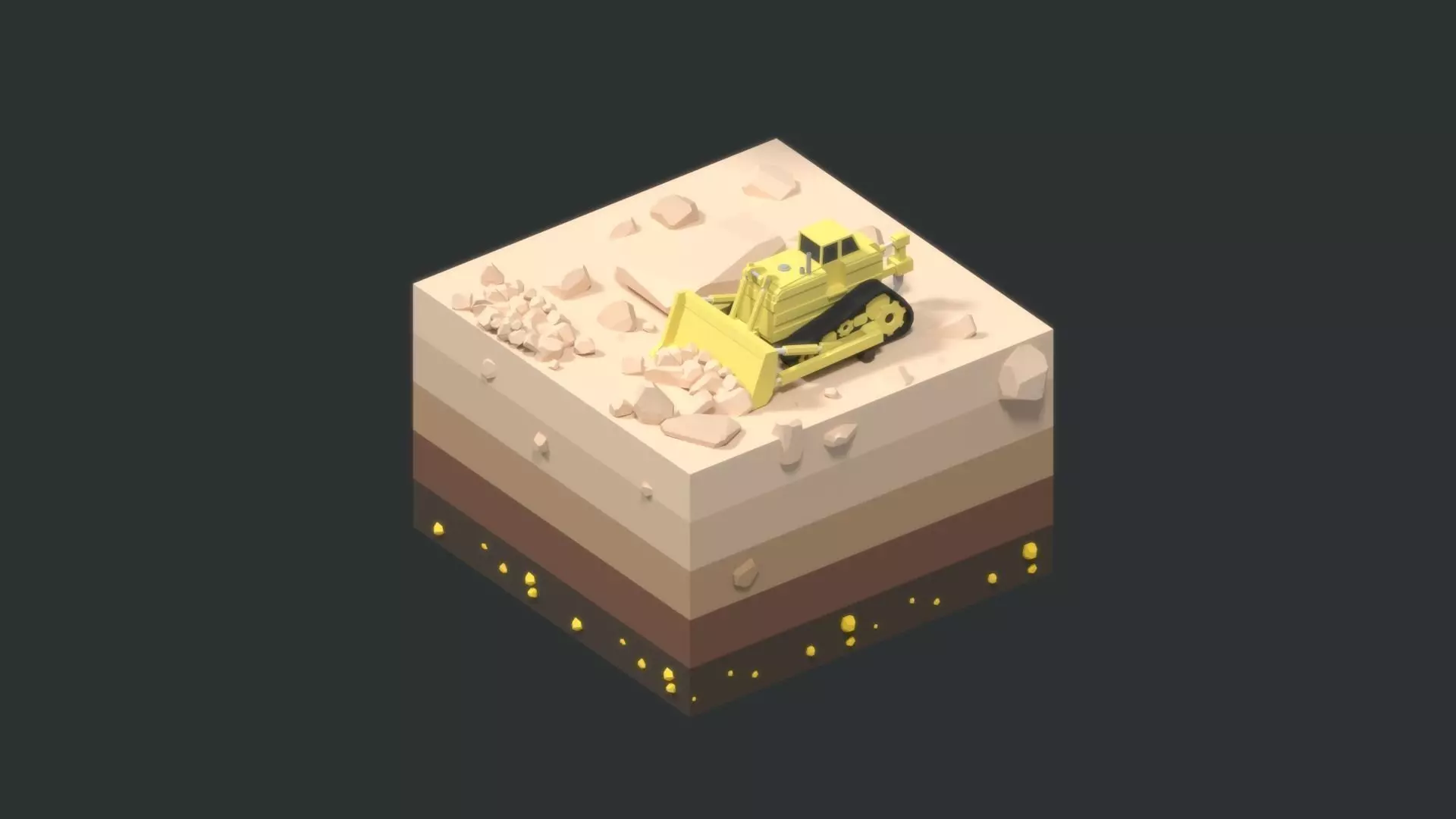Low Poly Mining construction site in polygons Low-poly 3D model_0