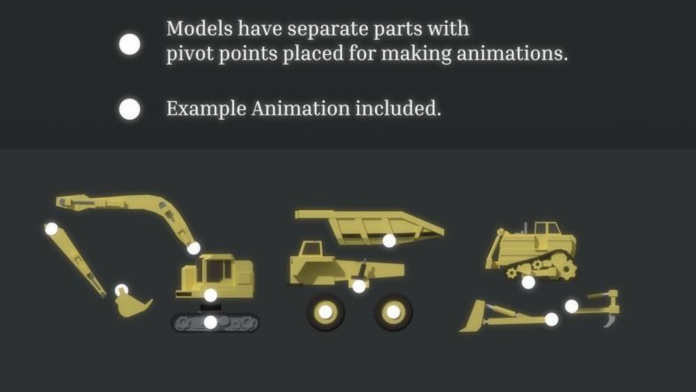 Low Poly Mining construction site in polygons Low-poly 3D model_4