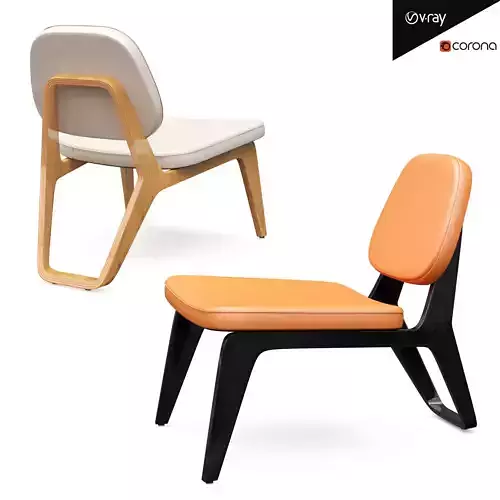 MOONLOUNGER orange lounge chair with legs Low-poly 3D model