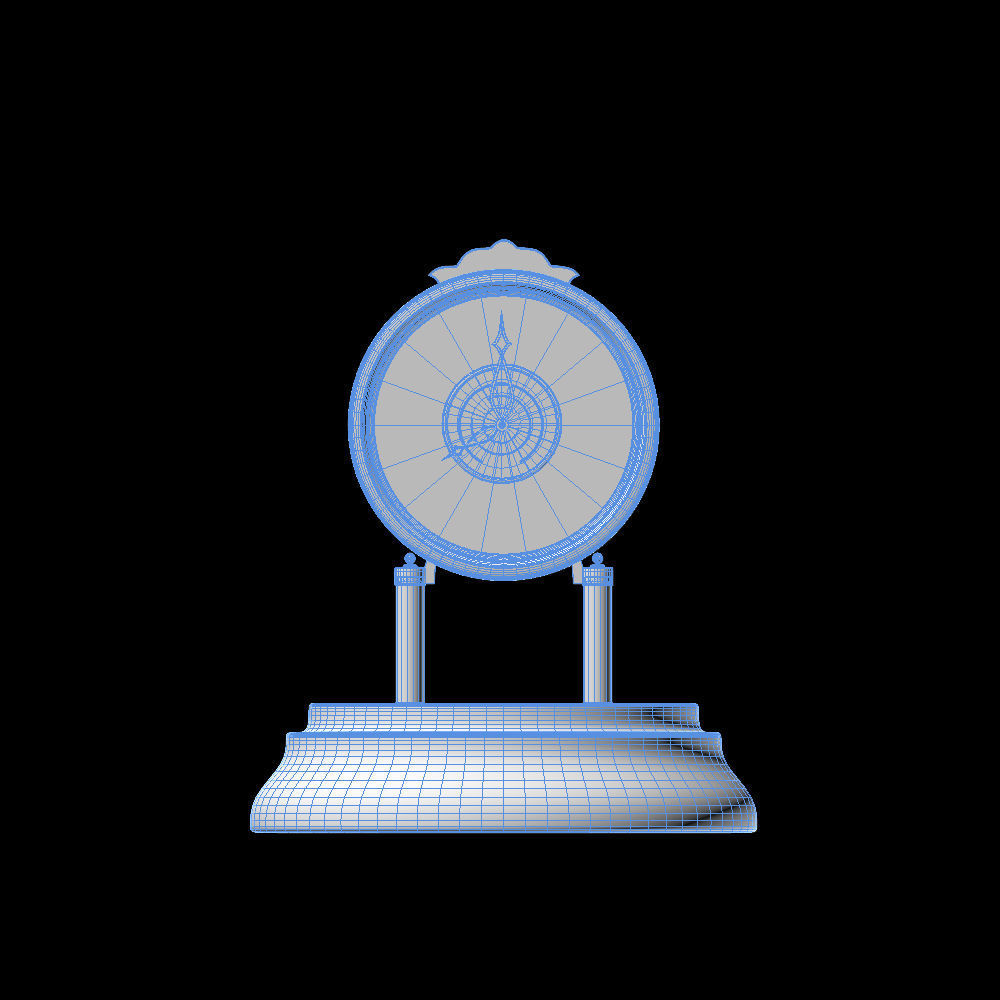 Gold Mantle Clock 3D model_3