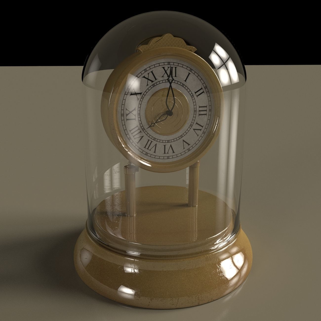 Gold Mantle Clock 3D model_1