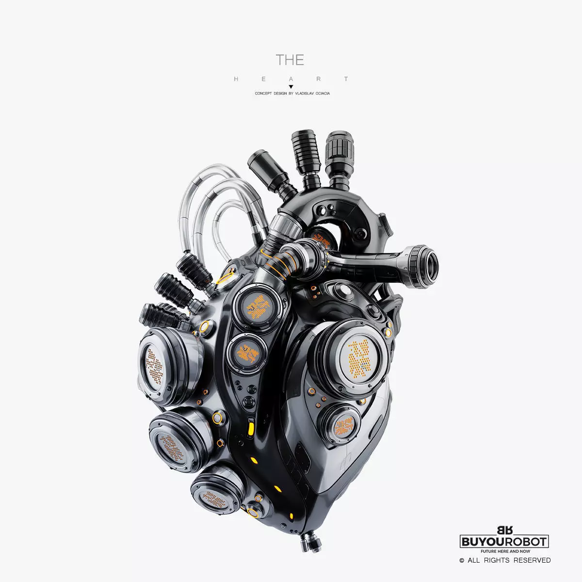 Black robotic heart II  3D model_0