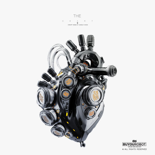 Black robotic heart II  3D model
