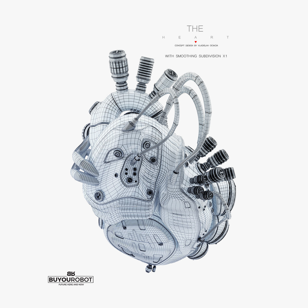Black robotic heart II  3D model_5