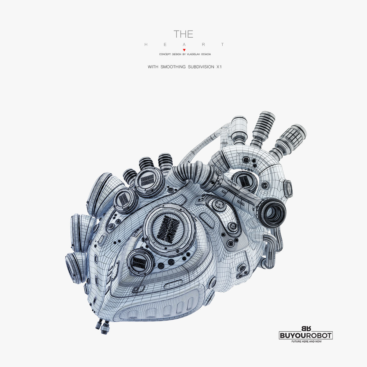 Black robotic heart II  3D model_4