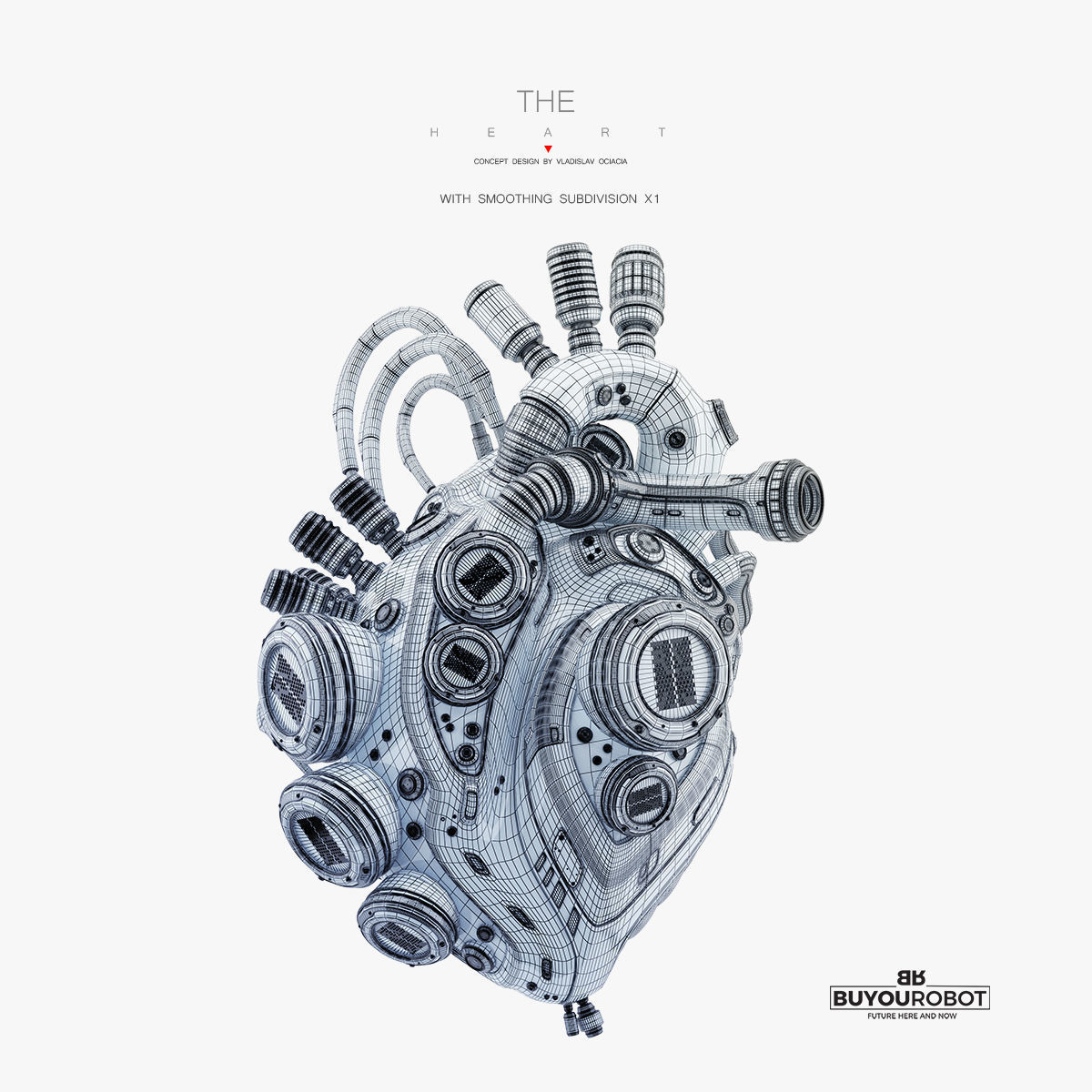 Black robotic heart II  3D model_3