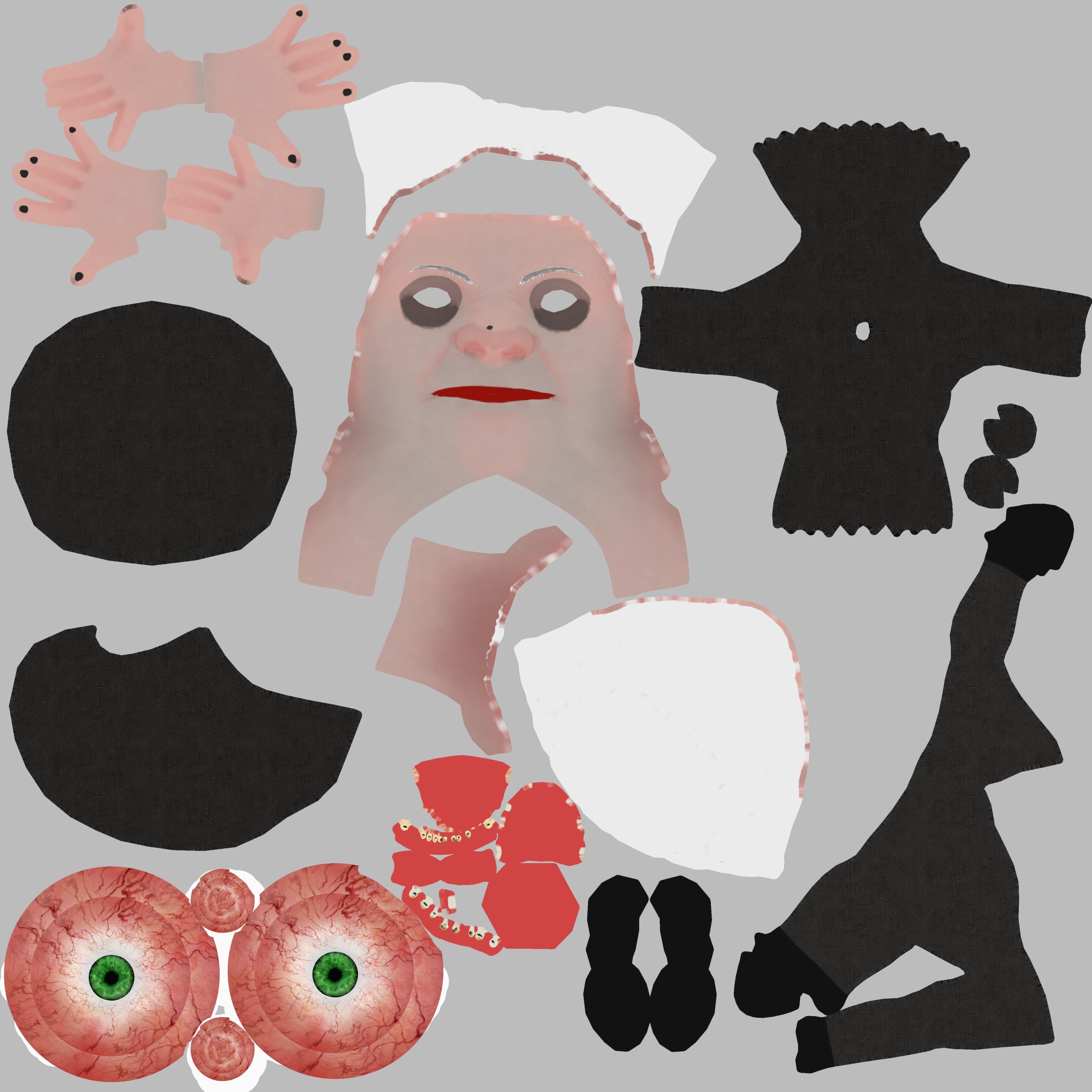 Cartoon witch rigged animated game ready 3D character Low-poly 3D model_19