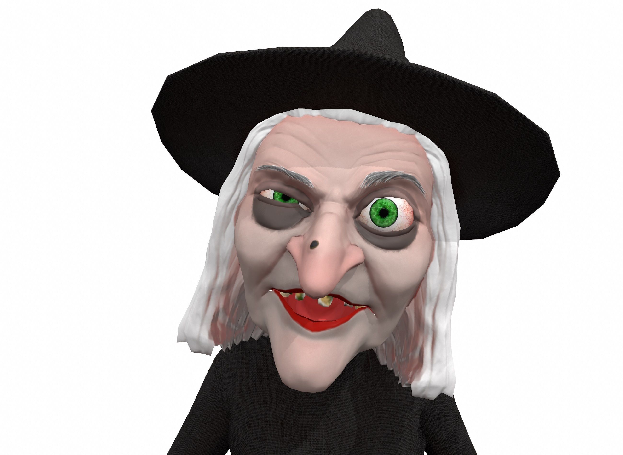 Cartoon witch rigged animated game ready 3D character Low-poly 3D model_11