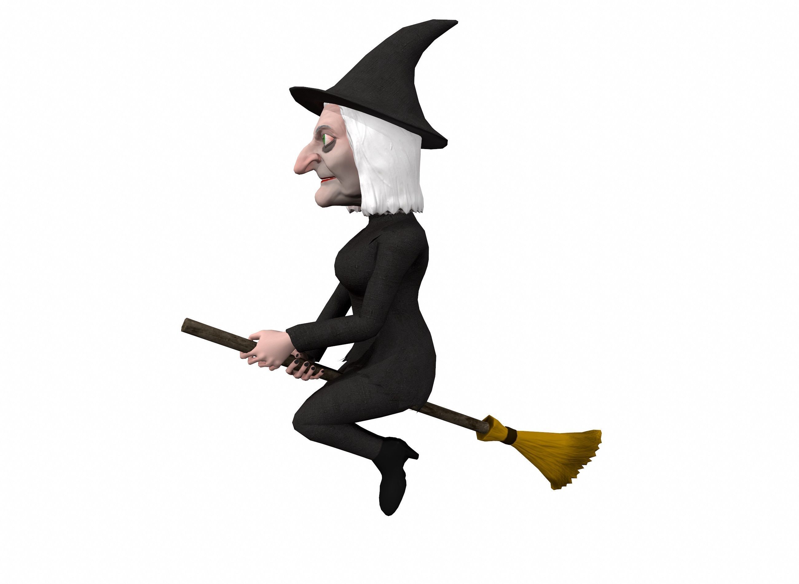 Cartoon witch rigged animated game ready 3D character Low-poly 3D model_13
