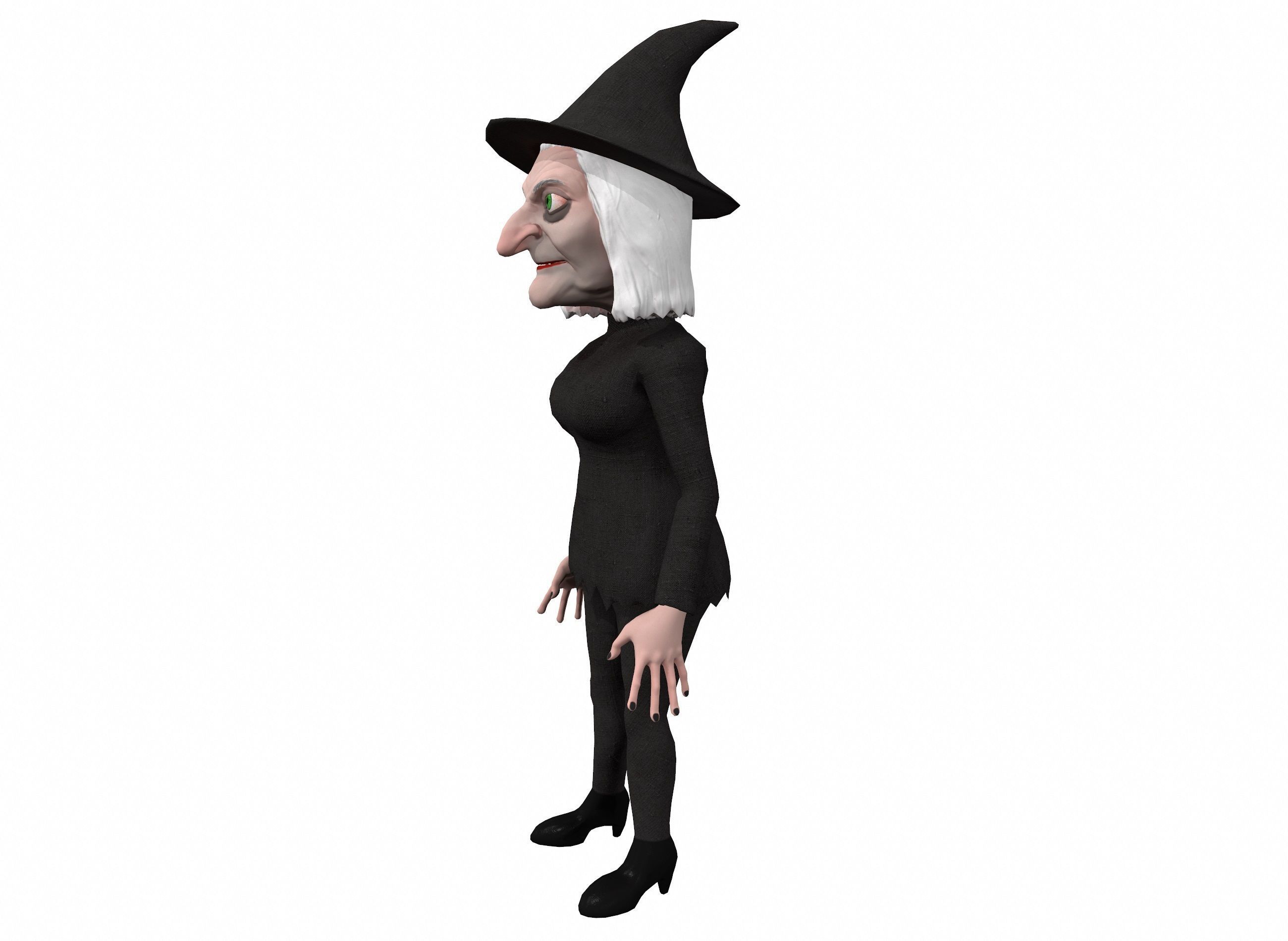 Cartoon witch rigged animated game ready 3D character Low-poly 3D model_8