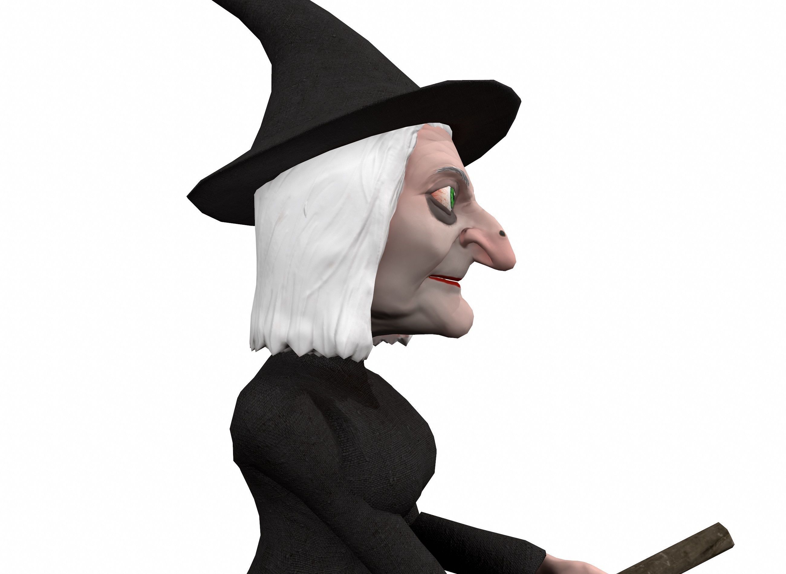 Cartoon witch rigged animated game ready 3D character Low-poly 3D model_15