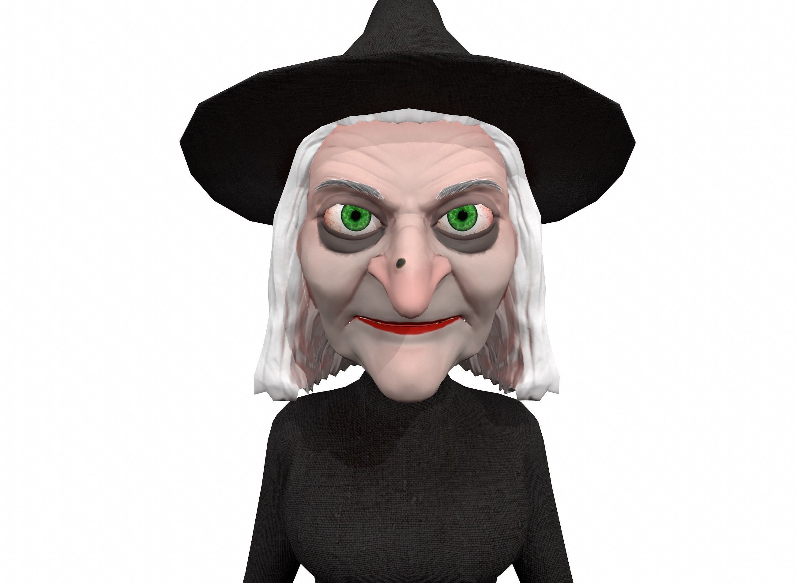 Cartoon witch rigged animated game ready 3D character Low-poly 3D model_10