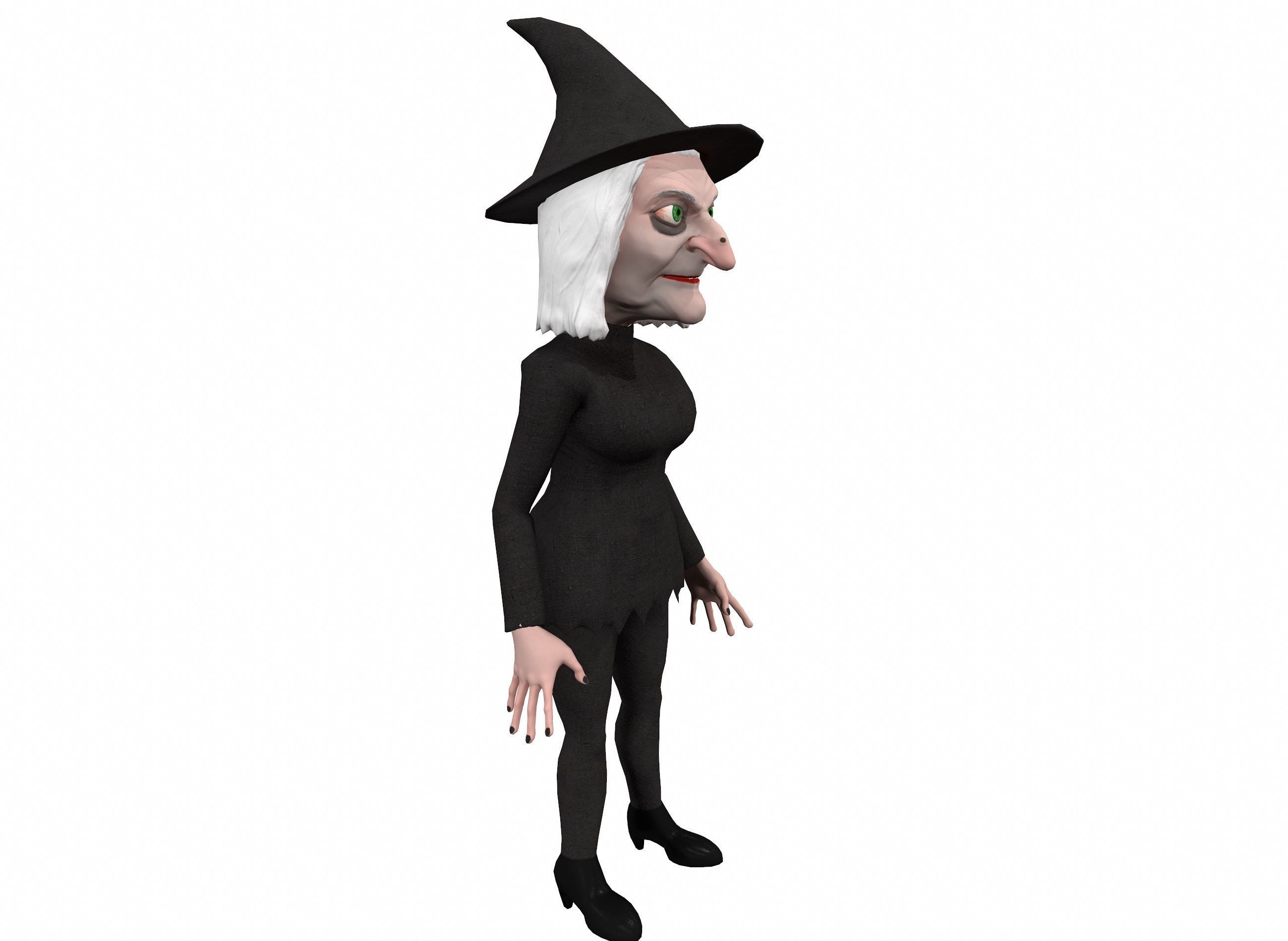 Cartoon witch rigged animated game ready 3D character Low-poly 3D model_9
