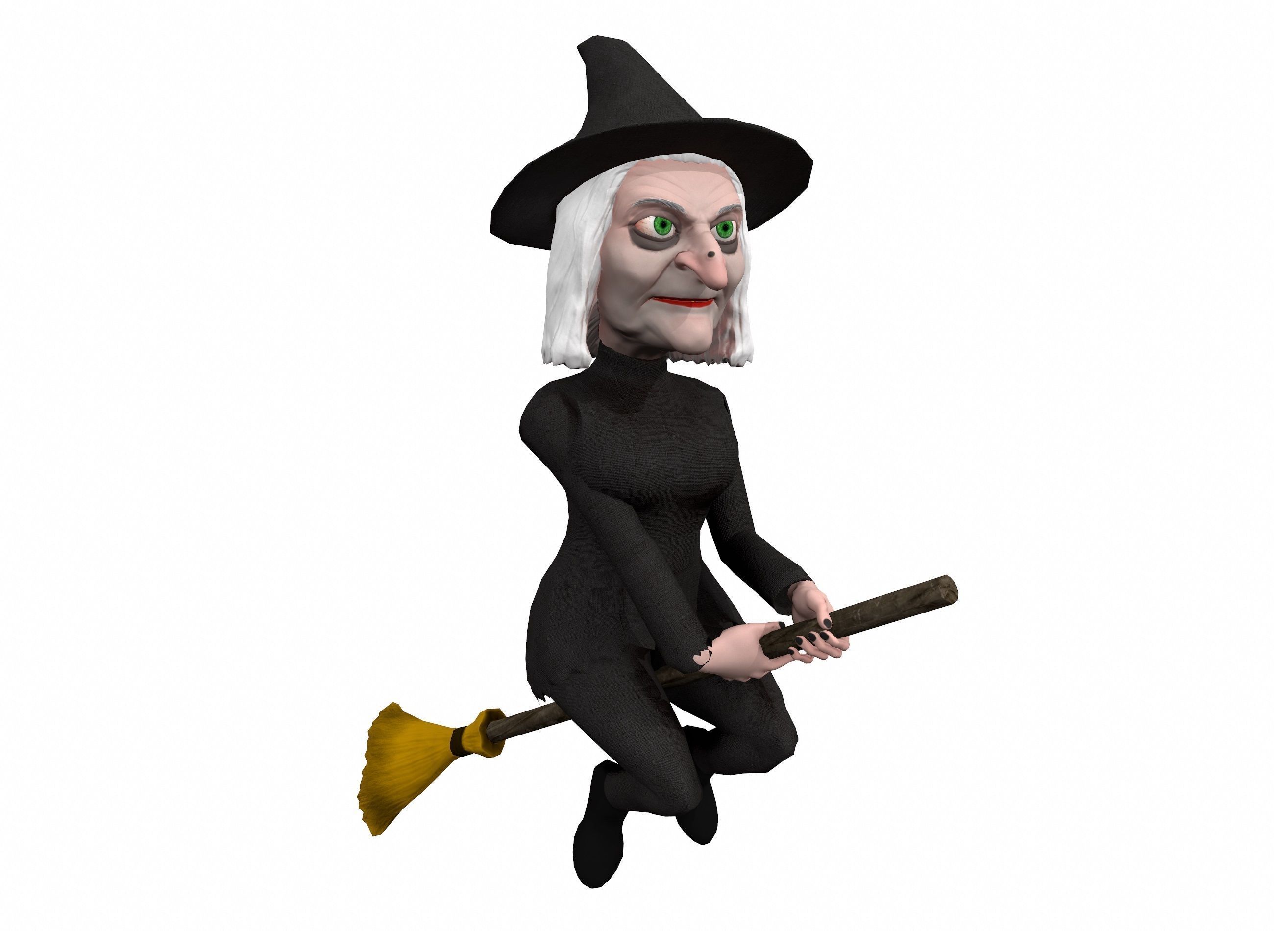 Cartoon witch rigged animated game ready 3D character Low-poly 3D model_14