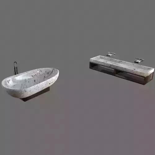 Bath and Washing-Stand of Granite - Lowpoly