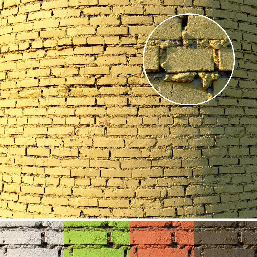 Painted brick wall 01 Low-poly 3D model_0