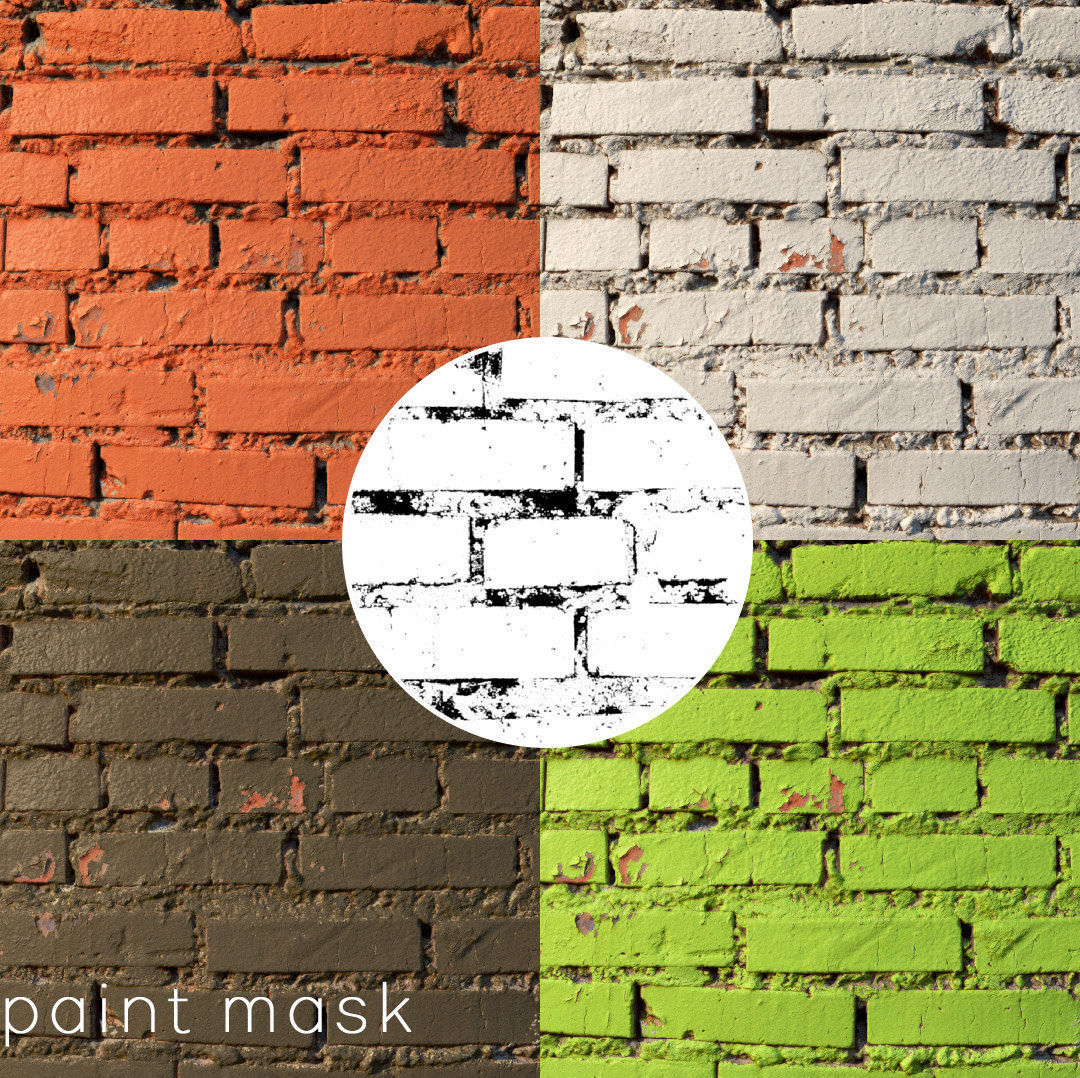 Painted brick wall 01 Low-poly 3D model_2