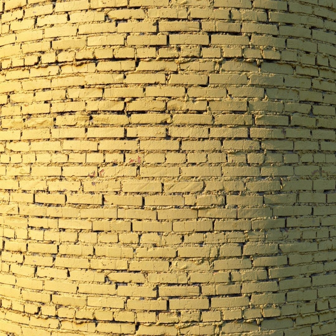 Painted brick wall 01 Low-poly 3D model_5