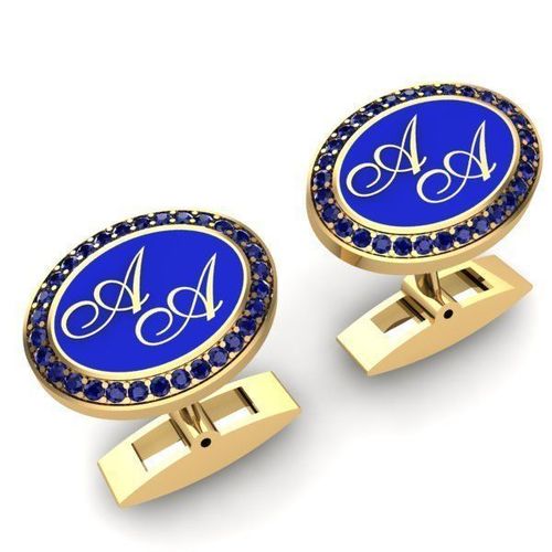 CUFFLINKS monogrammed with sapphires 3D print model