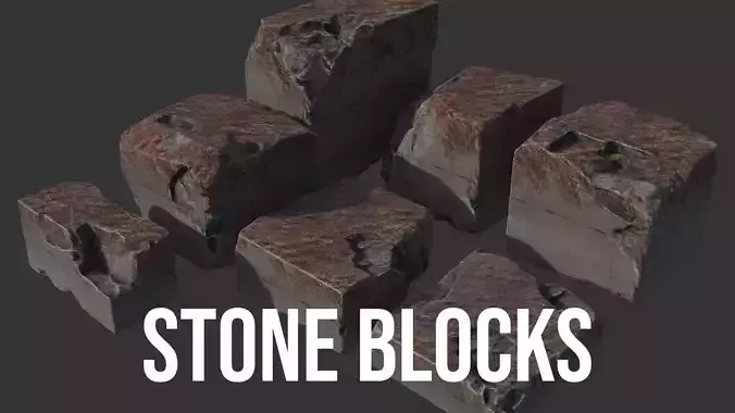 Stone Blocks Low-poly 3D model