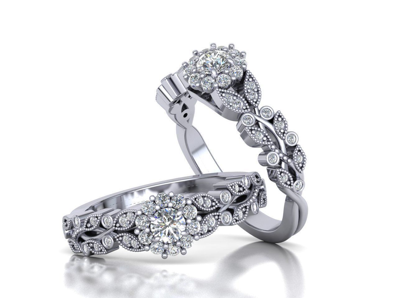 Delicate Own Design Floral style printable ring  3D print model_2